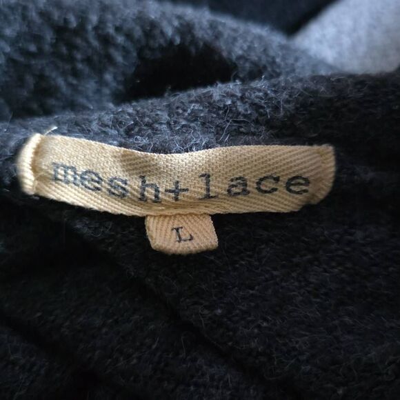 Mesh + Lace Women's Size Large Black Gray Striped Long Cardigan - Picture 2 of 5